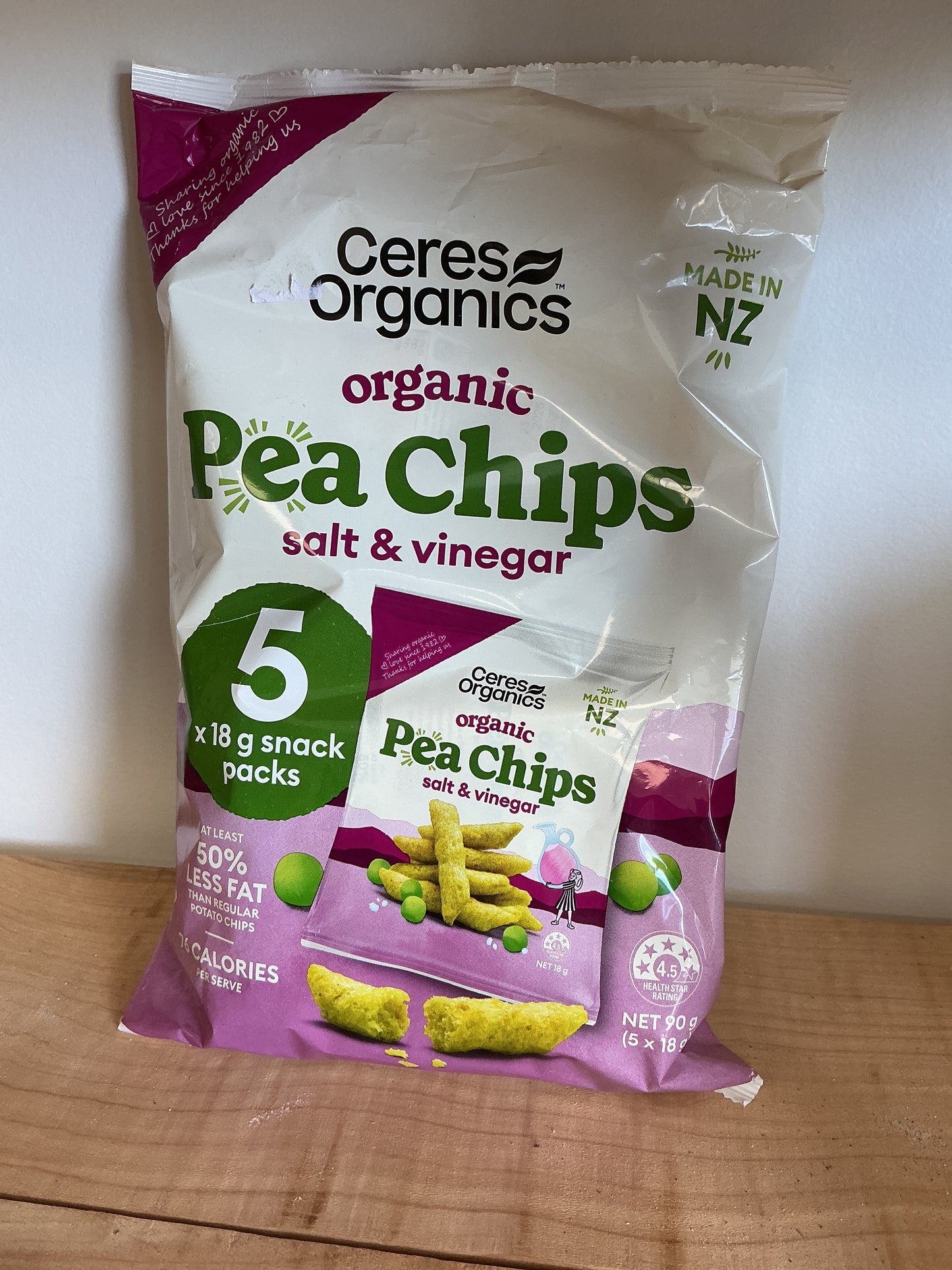 Ceres Organic Pea Chips Salt and Vinegar 5pack