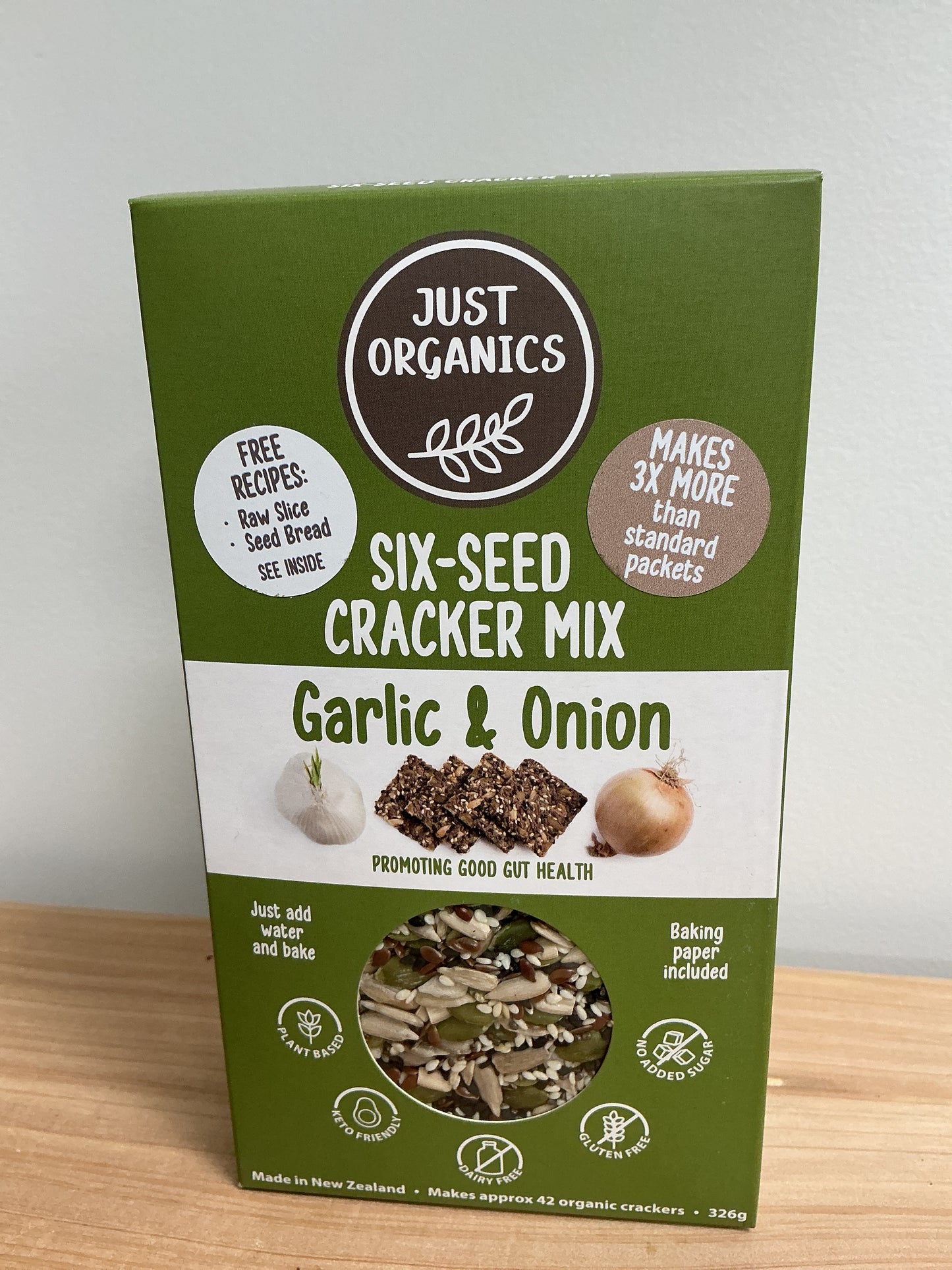 Just Organics Six Seed Cracker Mix Garlic & Onion