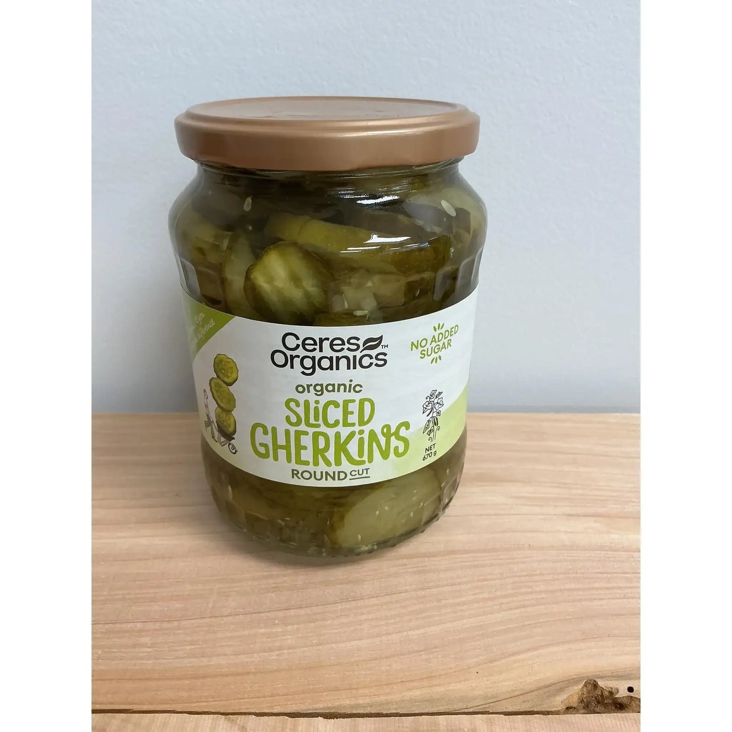 Ceres Organics sliced gherkin 670g