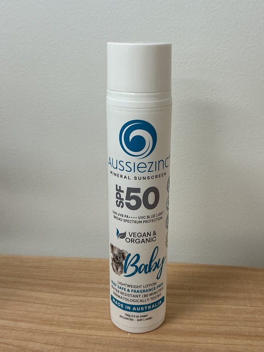 Aussie Zinc Baby SPF50+ Organic Mineral Zinc Sunscreen - Fragrance Free