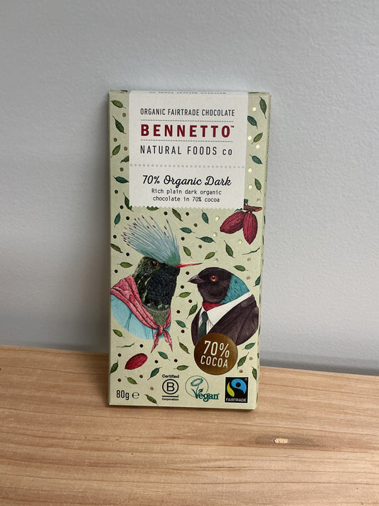 Bennetto Fair Trade Chocolate 70% Organic Dark