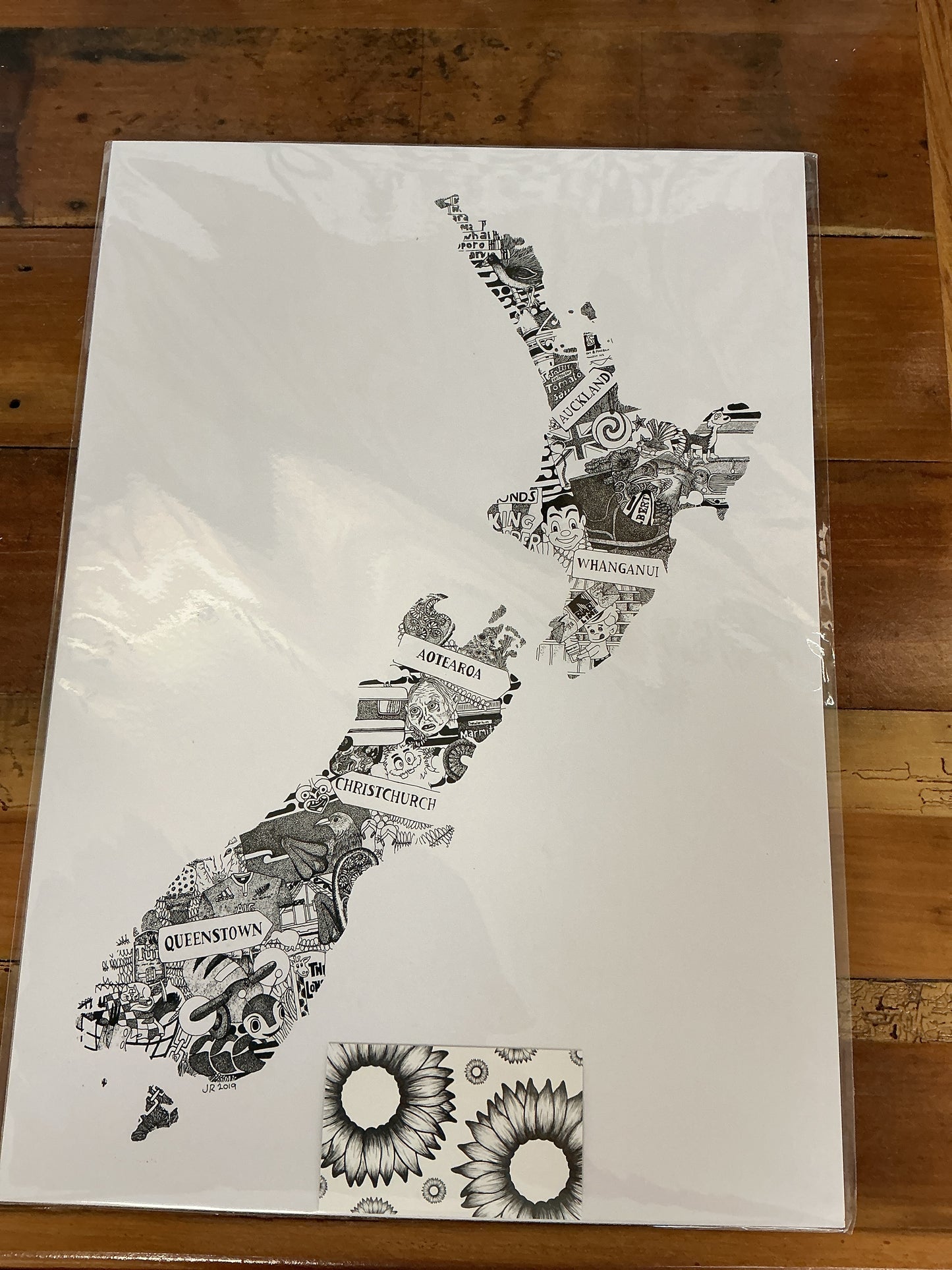 Jasmin Rees A3 Print -  NZ Map
