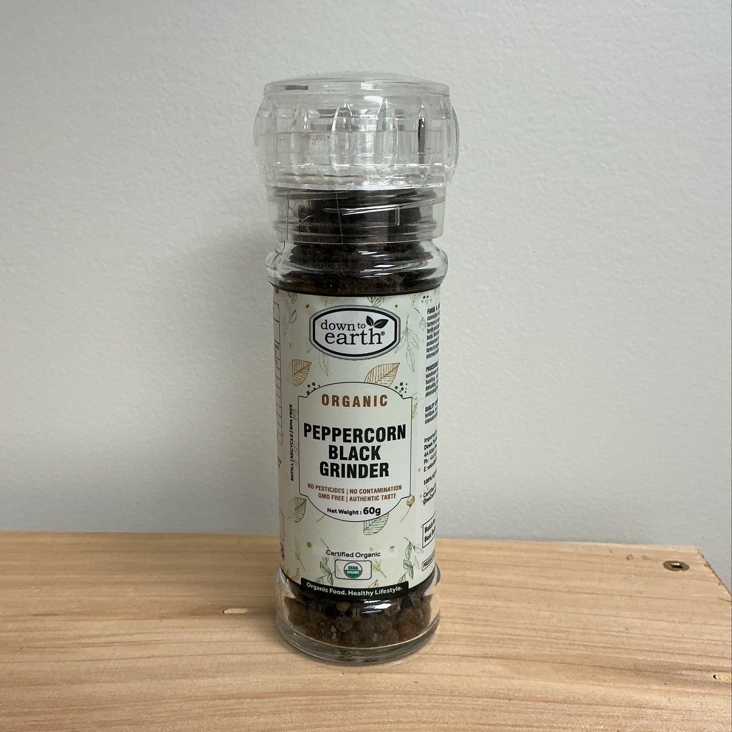 Down to Earth Peppercorn Black Grinder