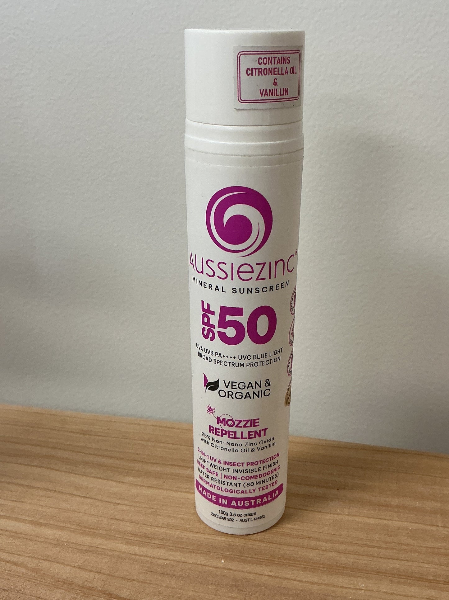 Aussie Zinc 2-in-1 Mozzie Repellent SPF50+ Organic Mineral Zinc Sunscreen