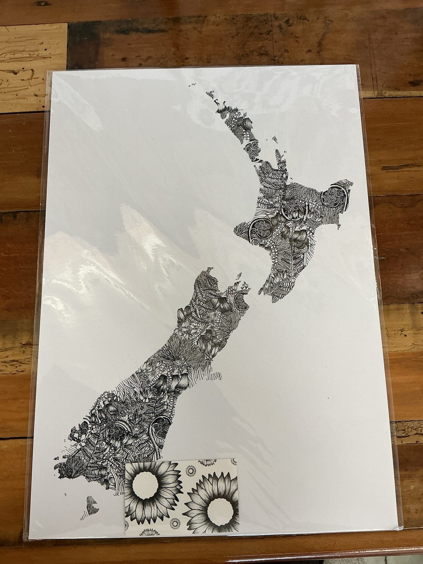 Jasmin Rees A3 Print - NZ Map Plant Print